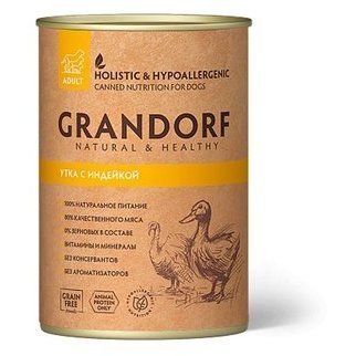 GRANDORF DUCK & TURKEY Консервы Грандорф для взрослых собак Утка с Индейкой (цена за упаковку) 400 гр х 12 шт
