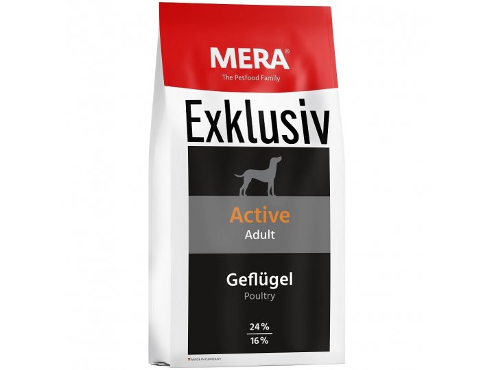 Сухой корм для собак Mera Exklusiv adult Active (с курицей) Профессиональный корм для взрослых собак с нормальным уровнем активности 15 кг