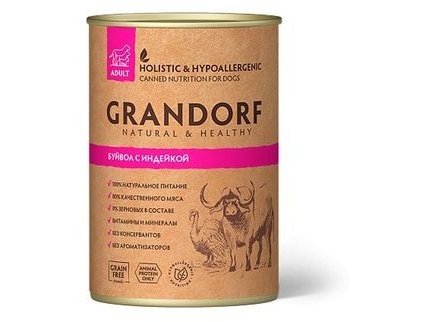 GRANDORF BUFFALO & TURKEY Консервы Грандорф для взрослых собак Буйвол с Индейкой (цена за упаковку) 400 гр х 12 шт