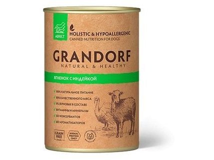 GRANDORF LAMB & TURKEY Консервы Грандорф для взрослых собак Ягненок с Индейкой (цена за упаковку) 400 гр х 12шт