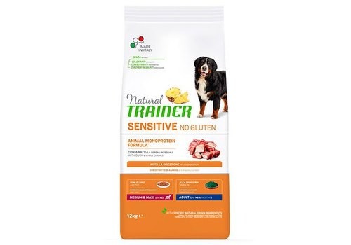 TRAINER NATURAL SENSITIVE NO GLUTEN MEDIUM Maxi Adult / Сухой Безглютеновый корм Трейнер для взрослых собак Средних и Крупных пород Утка 12 кг