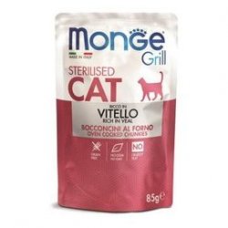 MONGE GRILL BUSTE STERILIZED VITELLO Влажный корм Паучи Монж для Стерилизованных кошек Итальянская телятина (цена за упаковку) 85 гр х 28 шт