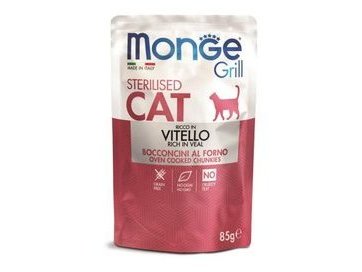 MONGE GRILL BUSTE STERILIZED VITELLO Влажный корм Паучи Монж для Стерилизованных кошек Итальянская телятина (цена за упаковку) 85 гр х 28 шт