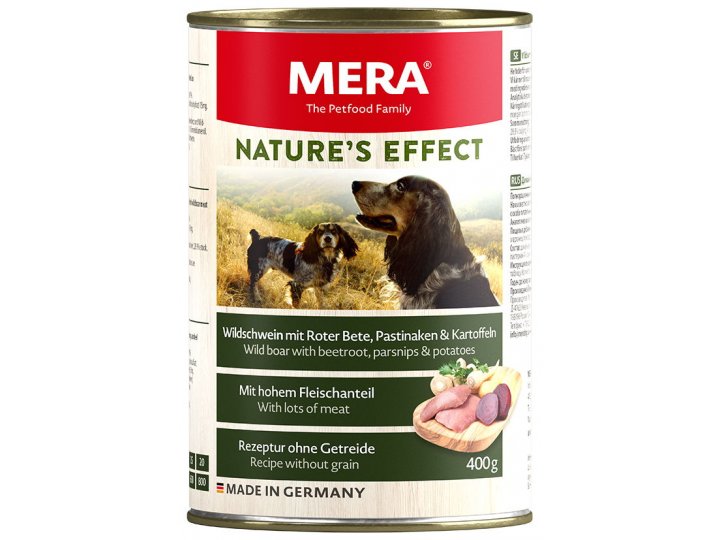 Влажный корм MERA NATURES EFFECT NASSFUTTER WILDSCHWEIN&KARTOFFEL (консервы для собак кабан со свеклой, пастернаком и картофелем) цена за упаковку 400 гр х 6 шт