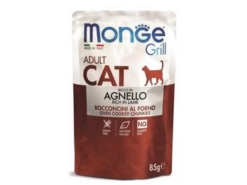 MONGE GRILL BUSTE ADULT AGNELLO Влажный корм Паучи Монж для взрослыз кошек Новозеландский ягненок (цена за упаковку) 85 гр х 28 шт