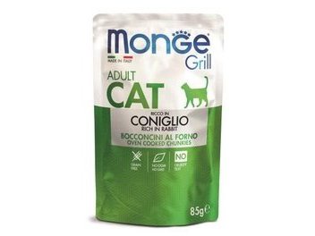 MONGE GRILL BUSTE ADULT CONIGLIO Влажный корм Паучи Монж для взрослых кошек Итальянский кролик (цена за упаковку) 85 гр х 28 шт