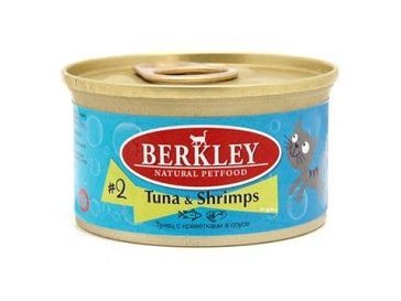 Влажный корм BERKLEY №2 TUNA & SHRIMPS  Консервы Беркли для кошек Тунец с Креветками (цена за упаковку) 85г х 24шт