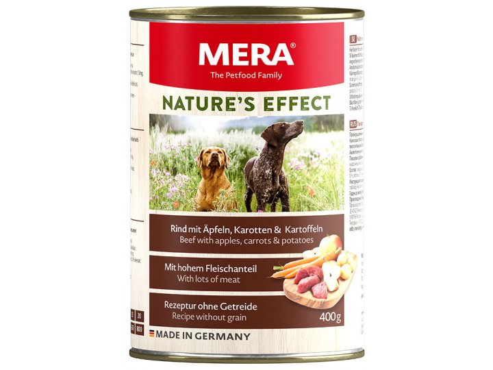 Влажный корм MERA NATURES EFFECT NASSFUTTER RIND&KARTOFFEL (консервы для собак говядина с яблоками, морковью и картофелем) цена за упаковку 400 гр х 6 шт