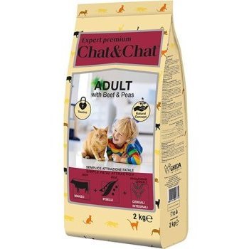 Сухой корм CHAT&CHAT EXPERT PREMIUM ADULT WITH BEEF AND PEAS  Чат и Чат для взрослых кошек с Говядиной и горохом 2 кг