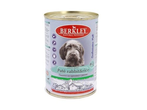 Влажный корм BERKLEY PATE №4 RABBIT & RICE  Консервы Беркли для собак Паштет из Кролика с рисом (цена за упаковку) 400г х 24шт