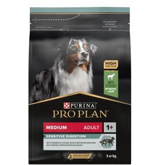 Сухой корм PRO PLAN OPTI DIGEST  ПРО ПЛАН для взрослых собак средних пород при чувствительном пищеварении с ягненком 3 кг