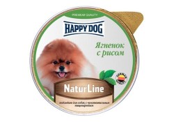 HAPPY DOG NATURLINE Паштет Хэппи Дог для собак Ягненок с рисом (цена за упаковку, Россия) 125 гр х 10  шт