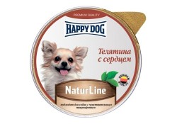 HAPPY DOG NATURLINE Паштет Хэппи Дог для собак Телятина с сердцем (цена за упаковку, Россия) 125 гр х 10 шт шт