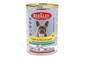 Влажный корм BERKLEY PATE №1 TURKEY & SPELT  Консервы Беркли для собак Паштет из Индейки со спельтой (цена за упаковку) 400г х 24шт