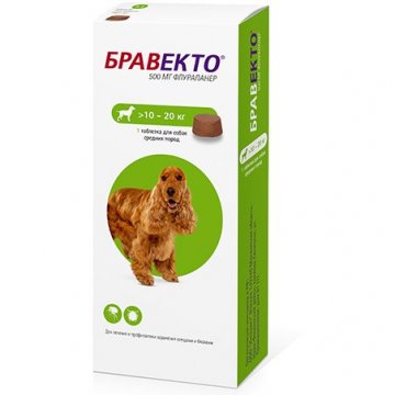 MSD INTERVET BRAVECTO Жевательная таблетка Бравекто от Блох и Клещей для собак весом 10 - 20 кг