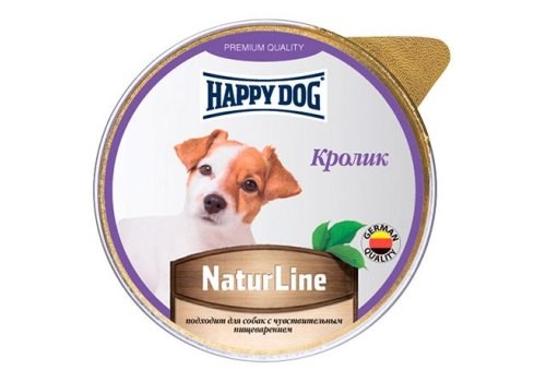 HAPPY DOG NATURLINE Паштет Хэппи Дог для собак Кролик (цена за упаковку, Россия) 125 гр х 10  шт