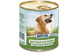 HAPPY DOG ВКУСНАЯ БАРАНИНА Консервы Хэппи Дог для собак Баранина с сердцем, печенью, рубцом и рисом  750 гр 