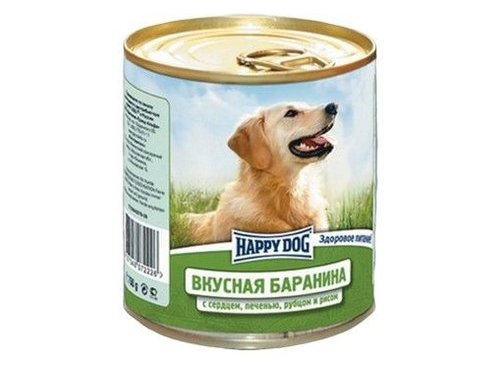HAPPY DOG ВКУСНАЯ БАРАНИНА Консервы Хэппи Дог для собак Баранина с сердцем, печенью, рубцом и рисом  750 гр 