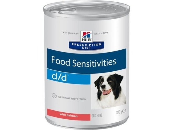 Влажный диетический корм для собак Hill's Prescription Diet d/d Food Sensitivities при пищевой аллергии, с лососем / цена за упаковку /370 гр х 12 шт