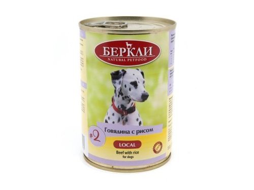 Влажный корм BERKLEY LOCAL ТЕРРИН №2  Консервы Беркли для собак Говядина с рисом (цена за упаковку) 400г x 6шт