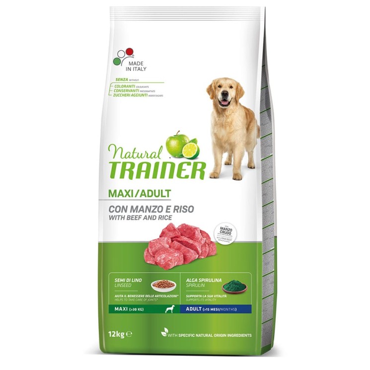 TRAINER NATURAL MAXI ADULT BEEF & RICE Сухой корм Трейнер для взрослых собак Крупных пород Говядина и Рис 12 кг