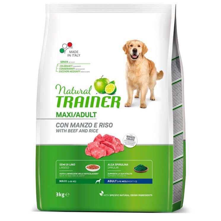 TRAINER NATURAL MAXI ADULT BEEF & RICE Сухой корм Трейнер для взрослых собак Крупных пород Говядина и Рис 3 кг