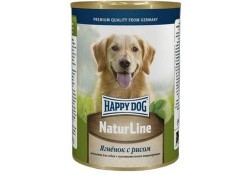 HAPPY DOG NATURLINE Консервы Хэппи Дог для собак Ягненок с Рисом (цена за упаковку, Россия) 410 гр х 20 шт