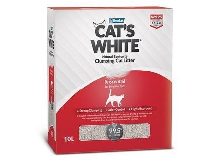 CAT'S WHITE BOX UNSCENTED Комкующийся наполнитель Кэтс Уайт для кошачьего туалет Натуральный без ароматизатора 10 л