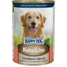HAPPY DOG NATURLINE Консервы Хэппи Дог для собак Телятина с Рисом (цена за упаковку, Россия) 410 гр х 20 шт