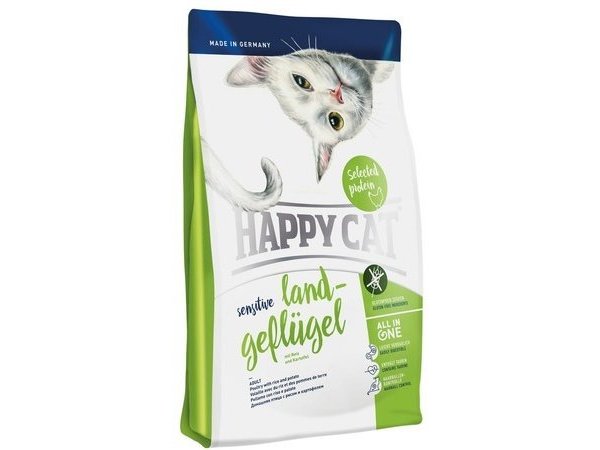 Сухой корм HAPPY CAT SENSITIVE LAND-GEFLUGEL  Хэппи Кэт для кошек c Чувствительным пищеварением Домашняя Птица 4 кг