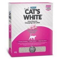 CAT'S WHITE BOX BABY POWDER Комкующийся наполнитель Кэтс Уайт для кошачьего туалета с ароматом Детской присыпки 6 л