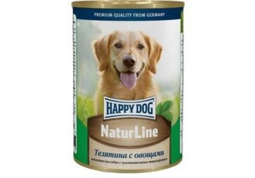 HAPPY DOG NATURLINE Консервы Хэппи Дог для собак Телятина с Овощами (цена за упаковку, Россия) 410 гр х 12 шт