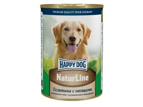 HAPPY DOG NATURLINE Консервы Хэппи Дог для собак Телятина с Овощами (цена за упаковку, Россия) 410 гр х 12 шт