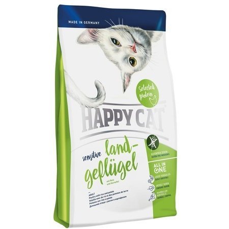 Сухой корм HAPPY CAT SENSITIVE LAND-GEFLUGEL  Хэппи Кэт для кошек c Чувствительным пищеварением Домашняя Птица 1,4 кг