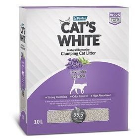CAT'S WHITE BOX LAVENDER Комкующийся наполнитель Кэтс Уайт для кошачьего туалета с нежным ароматом Лаванды 10 л