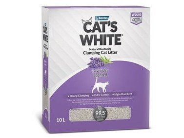 CAT'S WHITE BOX LAVENDER Комкующийся наполнитель Кэтс Уайт для кошачьего туалета с нежным ароматом Лаванды 10 л