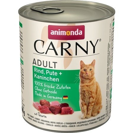 Animonda Консервы Carny Adult с индейкой и кроликом для взрослых кошек всех пород - 400 гр х 6 шт / цена за упаковку /