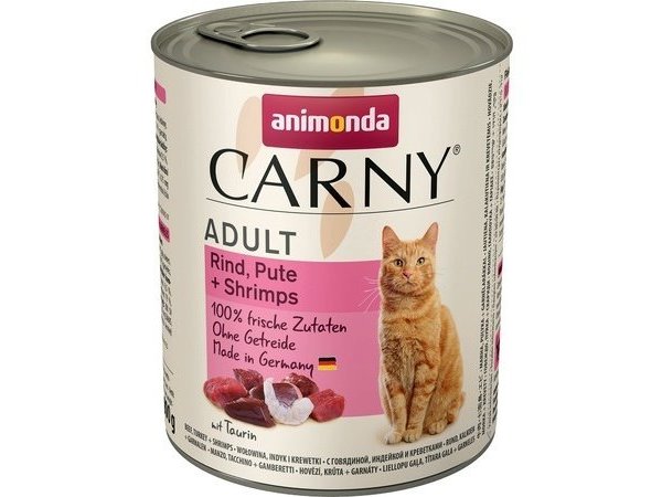 Влажный корм Animonda Carny для взрослых кошек с говядиной, индейкой и креветками - 800 гр х 6 шт / цена за упаковку