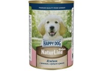 HAPPY DOG NATURLINE WELPEN Консервы Хэппи Дог для Щенков Ягненок с печенью, сердцем и рисом (цена за упаковку, Россия) 400 гр х 20 шт