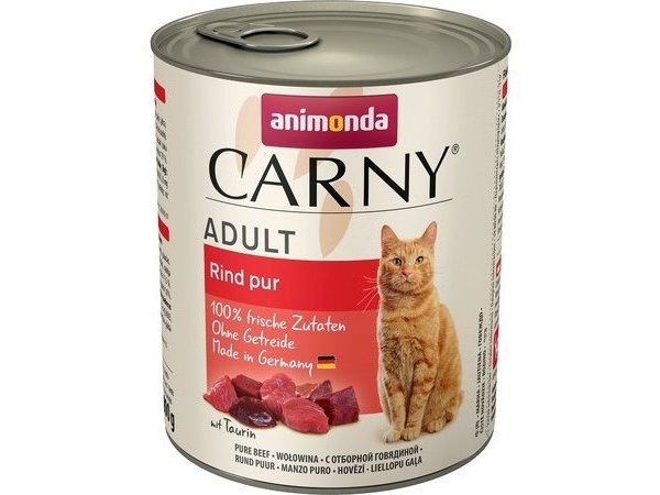 Влажный корм Animonda Carny для взрослых кошек с отборной говядиной - 800 гр х 6 шт / цена за упаковку /
