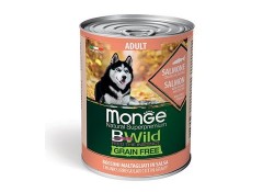 MONGE DOG BWILD GRAINFREE ADULT SALMON Консервы Беззерновые Монж для взрослых собак Лосось тыква цукини (цена за упаковку) 400 гр х 24 шт