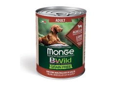 MONGE DOG BWILD GRAINFREE ADULT LAMB Консервы Беззерновые Монж для взрослых собак Ягненок тыква цукини (цена за упаковку) 400 гр х 24 шт