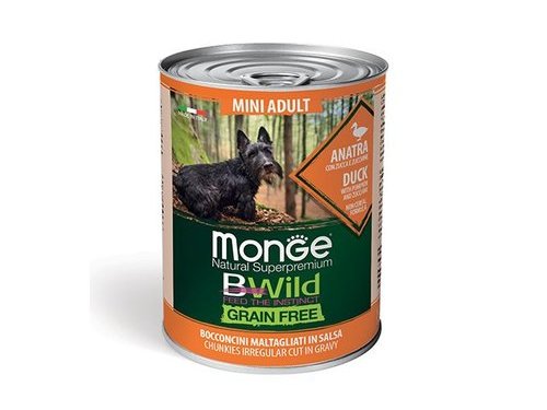 MONGE DOG BWILD GRAINFREE ADULT MINI DUCK Консервы Беззерновые Монж для взрослых собак Мелких пород Утка тыква цукини (цена за упаковку) 400 гр х 24 шт