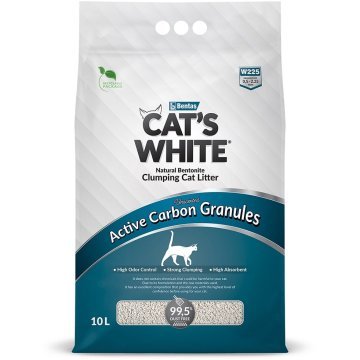 CAT'S WHITE ACTIVE CARBON GRANULES Комкующийся наполнитель Кэтс Уайт для кошачьего туалета с Гранулами активированного угля 10 л