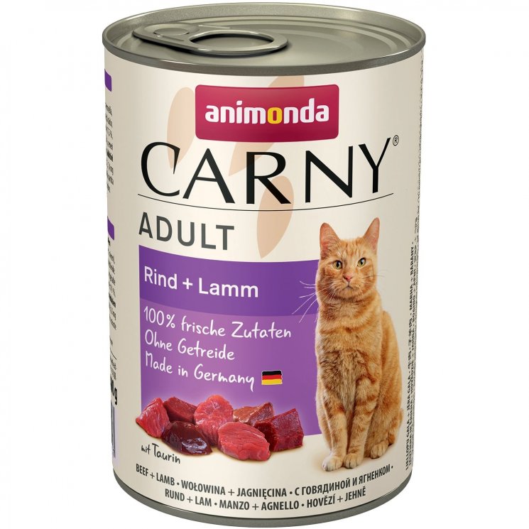 Animonda Консервы Carny Adult с говядиной и ягненком для взрослых кошек всех пород - 400 гр х 6 шт /цена за упаковку /