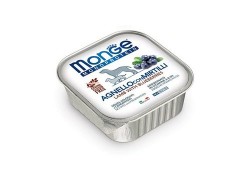 MONGE DOG MONOPROTEICO FRUITS LAMB & BLUEBERRIES Влажный корм Паштет Монж Монопротеиновый для взрослых собак Ягненок с черникой (цена за упаковку) 150 гр х 24 шт