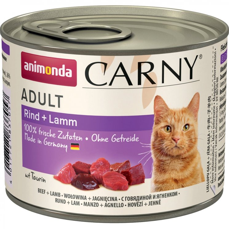 Animonda Консервы Carny Adult с говядиной и ягненком для взрослых кошек всех пород 200 гр х 6 шт /цена за упаковку /