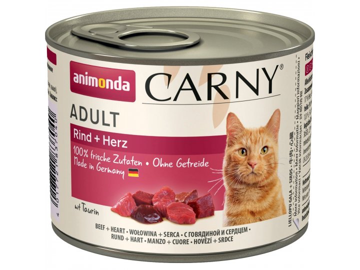Animonda Консервы Carny Adult с говядиной и сердцем для взрослых кошек всех пород 200 гр х 6 шт
