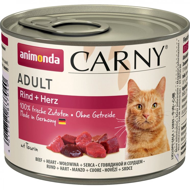 Animonda Консервы Carny Adult с говядиной и сердцем для взрослых кошек всех пород 200 гр х 6 шт