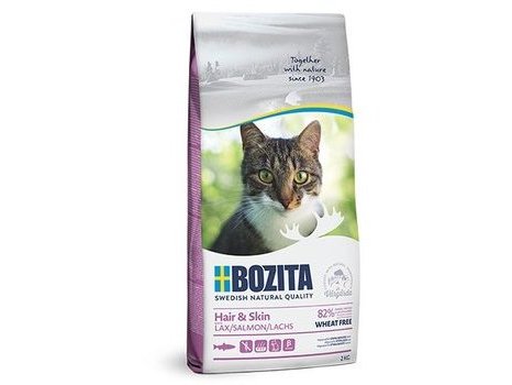Сухой корм BOZITA HAIR & SKIN WHEAT FREE SALMON   Бозита для взрослых и растущих кошек для Здоровой кожи и шерсти Без пшеницы Лосось 2 кг